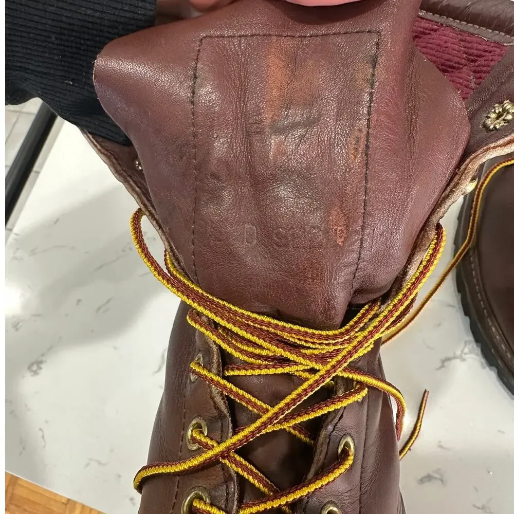 Vintage Red Wing USA Leather Logger Work Boots ANSI PT91 Lug Sole Mens 8.5 D